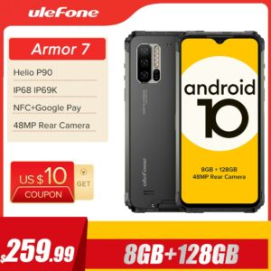 Ulefone Armor 7 Rugged Mobile Phone Android 10 2.4G/5G WiFi 8GB+128GB Helio P90 IP68 48MP CAM 4G LTE Global Version Smartphone