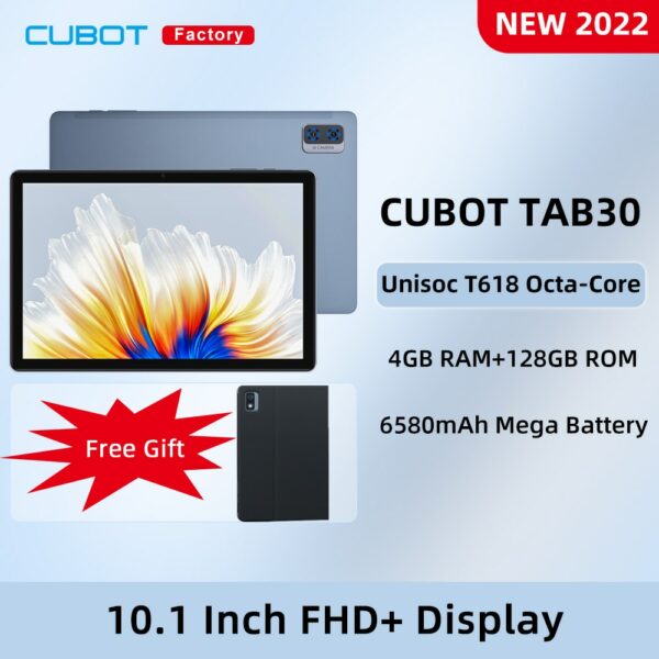 2022 Cubot TAB 30 New Android Tablet PC Octa-core 4GB+128GB 10.1'' FHD+ Display 6580mAh Dual SIM 4G LTE 2.4G/5G WIFI GPS