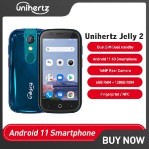 Unihertz Jelly 2 Smallest 4G LTE Mobile phone 6GB 128GB Android 10 Helio P60 Octa Core Smartphone Dual Sim NFC Pocket Cellphone