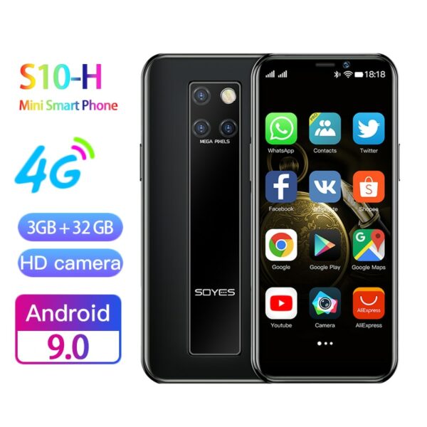 Original New SOYES S10-H Mini Mobile Phone 4G LTE 3G 64G MTK6379 Android 9.0 Display 3.5'' Small Smartphone Telefone Celulares