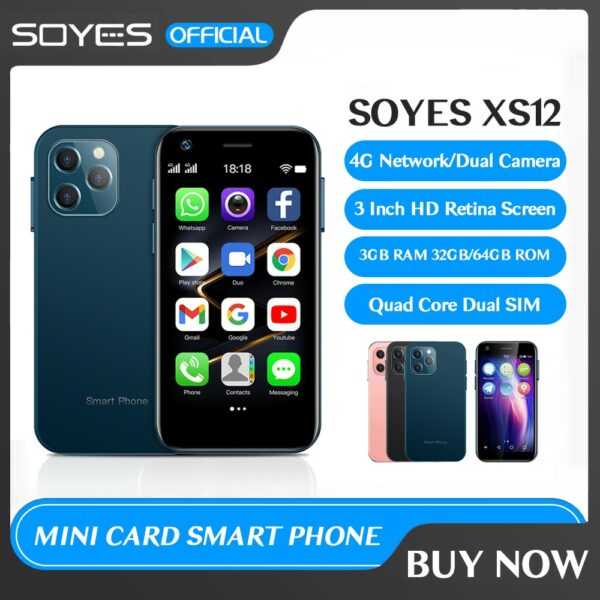 SOYES Android 9.0 Mini Smartphone 3GB RAM 32GB 64GB ROM 3.0'' Screen With Play Store Face ID 4G LTE Cute Small Mobile Phone