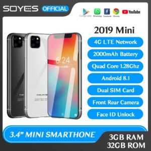 3.4Inch Mini Smart Phone 3GB RAM 32GB ROM Telefone 4G LTE Dual SIM Face ID Unlock GPS 2000mAh Small Cellphone 2019