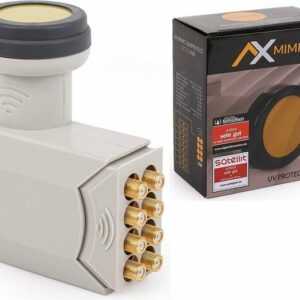 AX Technology "AX Mimic Sun Protect OCTO LNB" Universal-Octo-LNB (extrem kälte- & hitzebeständig -35°C~70°C) mit LTE-Filter, 8 Teilnehmer, 0.1dB, 8-Fach, Full-HD, 4K UHD, Kontakte vergoldet, mit Wetterschutz)