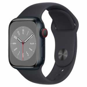 Apple Watch Series 8 (GPS + Cellular) - 41 mm - Midnight Aluminium - intelligente Uhr mit Sportband - Flouroelastomer - Midnight - Bandgröße: regelmäßig - 32 GB - Wi-Fi, LTE, Bluetooth, UWB - 4G - 32 g