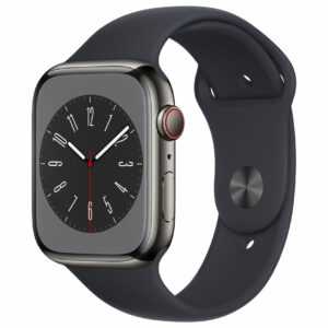 Apple Watch Series 8 (GPS + Cellular) - 45 mm - Graphite Stainless Steel - intelligente Uhr mit Sportband - Bandgröße: regelmäßig - 32GB - Wi-Fi, LTE, Bluetooth, UWB - 4G - 51,5 g (MNKU3FD/A)