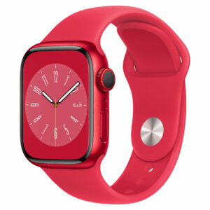 Apple Watch Series 8 (GPS + Cellular) - (PRODUCT) RED - 41 mm - Red Aluminium - intelligente Uhr mit Sportband - Flouroelastomer - rot - Bandgröße: regelmäßig - 32GB - Wi-Fi, LTE, Bluetooth, UWB - 4G - 32 g (MNJ23FD/A)