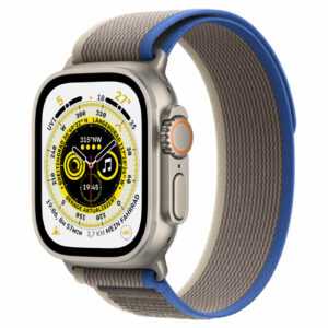 Apple Watch Ultra - 49 mm - Titan - intelligente Uhr mit Trail Loop - soft double-layer nylon - blue/gray - Bandgröße: S/M - 32 GB - Wi-Fi, LTE, UWB, Bluetooth - 4G - 61.3 g