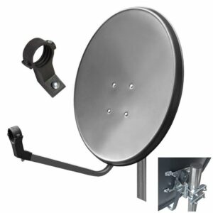 ARLI ARLI 60 cm HD Sat Anlage Antenne grau Set inkl. Receiver + Kabel + Stecker für 1 Teilnehmer Set 12365 SAT-Antenne (60 cm, Stahl)