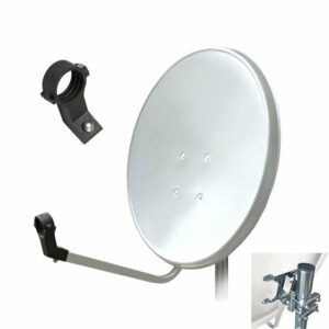 ARLI ARLI 60 cm HD Sat Anlage Antenne weiss Set inkl. Receiver + Kabel + Stecker für 1 Teilnehmer Set 12366 SAT-Antenne (60 cm, Stahl)