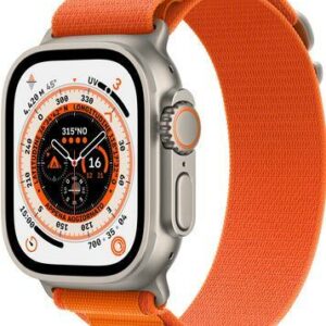 Apple Watch Ultra - 49 mm - Titan - intelligente Uhr mit Alpine Loop - Stoff - Orange - Bandgröße: M - 32 GB - Wi-Fi, LTE, UWB, Bluetooth - 4G - 61.3 g