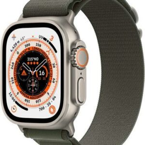 Apple Watch Ultra - 49 mm - Titan - intelligente Uhr mit Alpine Loop - Stoff - grün - Bandgröße: M - 32 GB - Wi-Fi, LTE, UWB, Bluetooth - 4G - 61.3 g