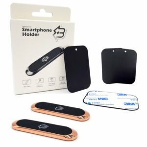 Bauer United Doppelpack Slim Magnet Handyhalterung Auto, Kleiner Handy Halter für KFZ, Büro und Werkstatt, Magnetischer Telefonhalter zum kleben, Wiederverwendbar und Universal einsetzbar, +4 dünne Metallplatten Smartphone-Halterung