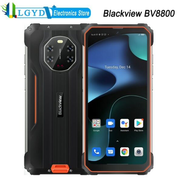 Blackview BV8800 Global Rugged Phone 8GB+128GB ROM 6.58''Android 11 MTK Helio G96 4G LTE NFC IR Night Vision Camera Quick Charge