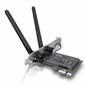 CSL Netzwerk-Adapter, WLAN Netzwerkkarte 2,4 Ghz PCIe - 300 Mbit s WiFi Adapter Karte - 2 Externe 2dbi Antennen - platzsparend für PC Einbau - WEP WPA und WPA2 Verschlüsselung - PCI Express - Windows 10, 11