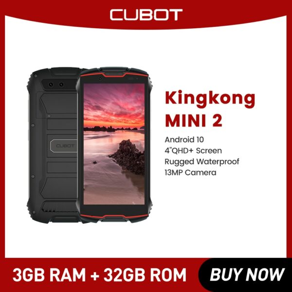 Cubot KingKong MINI2 Rugged Waterproof Phone MINI Phone 4''QHD+ Screen 4G LTE Cellphone Android 10 3GB+32GB 13MP Camera