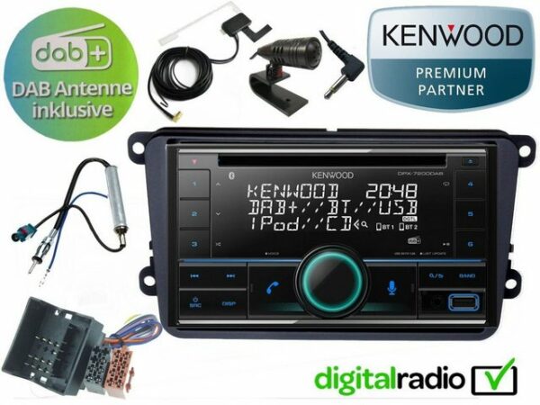 DSX Kenwood CD Bluetooth DAB+ USB Radio Antenne inkl für VW Golf 5 6 Plus 2003 -2012 Autoradio (Digitalradio (DAB), FM)