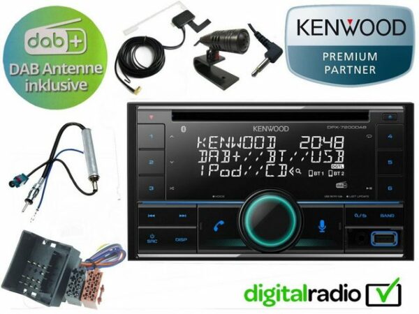 DSX Kenwood CD Bluetooth DAB+ USB Radio Antenne inkl passend für VW FOX 2005-2011 5Z Autoradio (Digitalradio (DAB), FM)