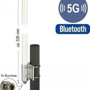 DeLOCK - Antenne - 33,5 cm - Dipol - Smart Home - 2,14 - 2,93 dBi - ungerichtet - außen, Wandmontage möglich, Stangenbefestigung, innen - weiß (12631)