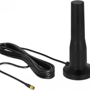 Delock LTE Antenne SMA Stecker 3 - 5 dBi 12 cm starr omnidirektional mit magnetischem Standfuß und Anschlusskabel RG-174 A/U 3 m outdoor schwarz (12586)