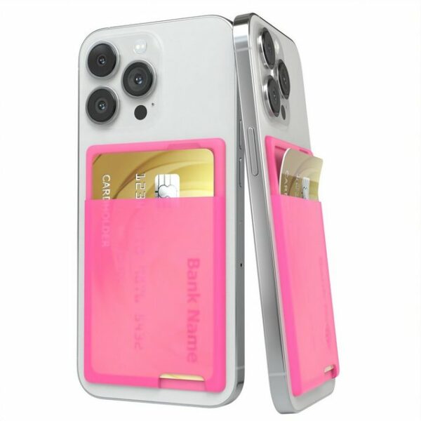 EAZY CASE Smartphone Cardholder Silicon Smartphone-Halterung, (Kartenhalterung Handy, Silikon Kartenetui, Kartenfach, selbstklebend, Kartenhalter, Kreditkarten Etui Handyhülle, Smartphone Kartenhülle für EC-Karten, Pink)