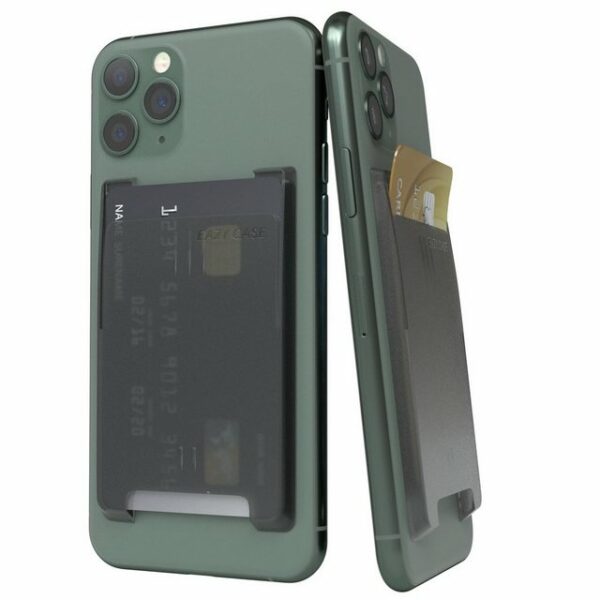 EAZY CASE Smartphone Cardholder Smartphone-Halterung, (Kartenhalter, Kartenetui, Kartenfach, selbstklebend, Kreditkarten Etui Handyhülle, Smartphone Kartenhülle für EC-Karten / Ausweis, Kartenhalterung Handy, Transparent Schwarz)