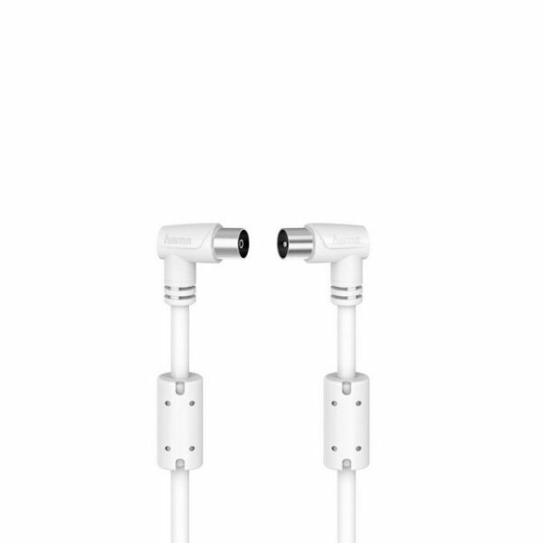 Hama Antennen Kabel, Koax Stecker, Koax Kupplung, 90°, 1,5 m, 90 dB TV-Kabel, (150 cm)