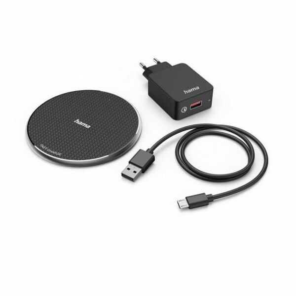 Hama Wireless Charger Set QI-FC10, 10 W kabelloses Smartphone Ladepad Smartphone-Ladegerät