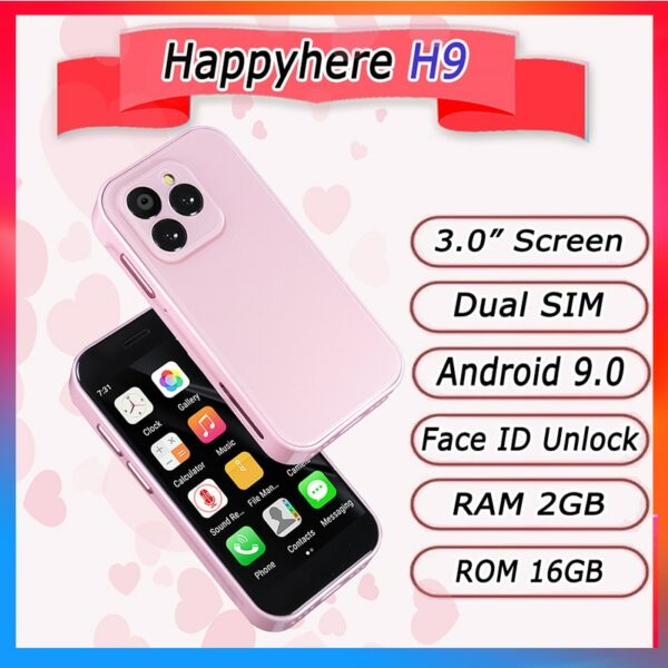 Mini Smartphone Android 9.0 LTE 4G WCDMA 3G 2600mAh 3.0 Inch Display WIFI Face Recoginition OTG Small Mobile Phone Happhere H9