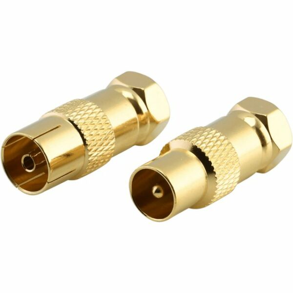 Oehlbach Antenna AD F - Antennenadapter F-Stecker auf Koaxial m & w - 2 Stück, gold Audio- & Video-Adapter Antennen F-Stecker zu Antenne weiblich, Antenne männlich