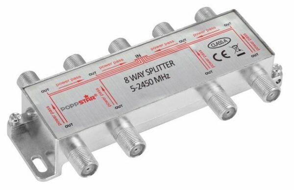 Poppstar Sat-Verteiler Splitter analog/digital SAT-Antenne (Umschalter 8-fach für TV Antenne Satellit Kabel Fernseher Radio LNB)