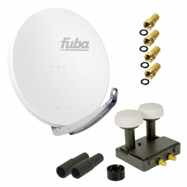 PremiumX 2 Teilnehmer Astra Hotbird Digital SAT Anlage DAA 850 W ALU Weiß PremiumX Twin Monoblock LNB 4x F-Stecker 2x Tülle SAT-Antenne