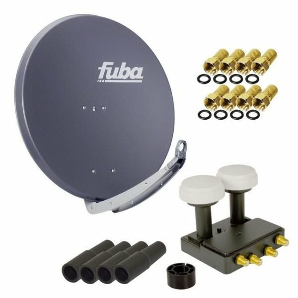 PremiumX 4 Teilnehmer Astra Hotbird Digital SAT Anlage DAA 850 A ALU Anthrazit PremiumX Quad Monoblock LNB 8x F-Stecker 4x Tülle SAT-Antenne