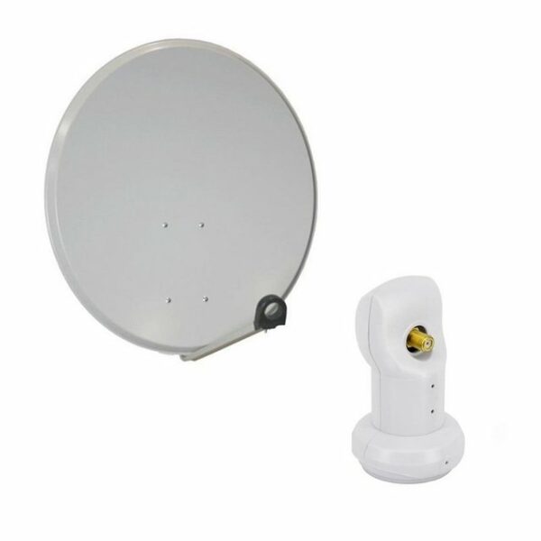 PremiumX Camping Sat Anlage 45cm Hellgrau Digital Satelliten-Schüssel Spiegel Antenne Universal Single LNB FullHD 4K SAT-Antenne