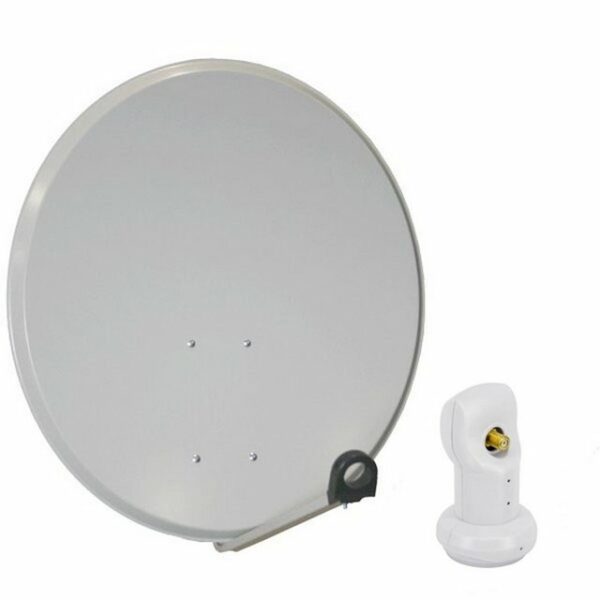 PremiumX Satelliten-Komplettanlage 60cm Aluminium Hellgrau Satellitenschüssel SAT Single LNB 4K SAT-Antenne