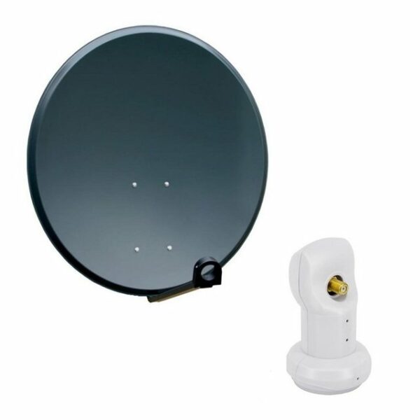 PremiumX Satelliten-Komplettanlage 60cm Satellitenantenne Stahl Anthrazit Satellitenschüssel SAT Single LNB SAT-Antenne