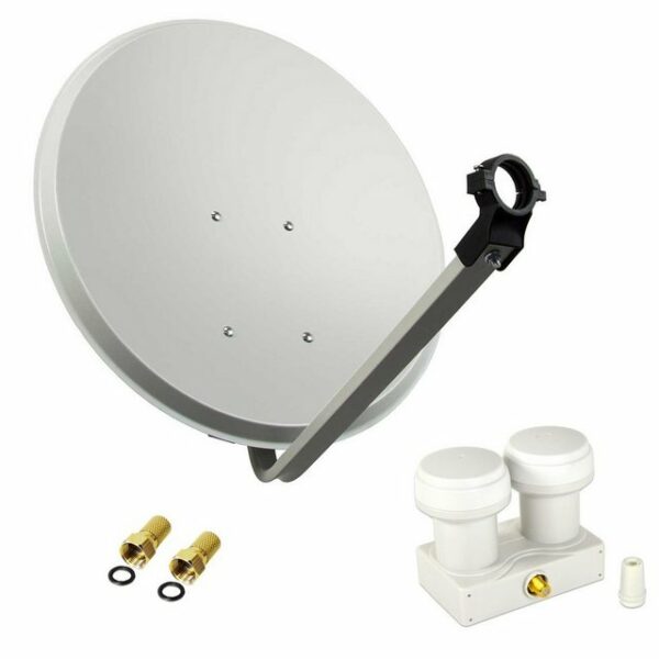 PremiumX Satelliten-Komplettanlage 80cm Satellitenschüssel Aluminium LNB Single Monoblock Astra Hotbird, 2 SAT für 1 Teilnehmer SAT-Antenne