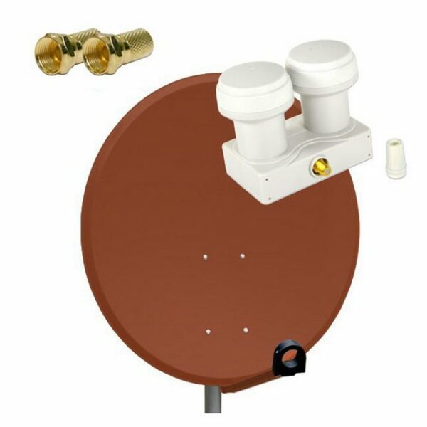 PremiumX Satelliten-Komplettanlage 80cm Satellitenschüssel Rot Aluminium Single LNB Monoblock Astra Hotbird, 2 SAT für 1 Teilnehmer SAT-Antenne