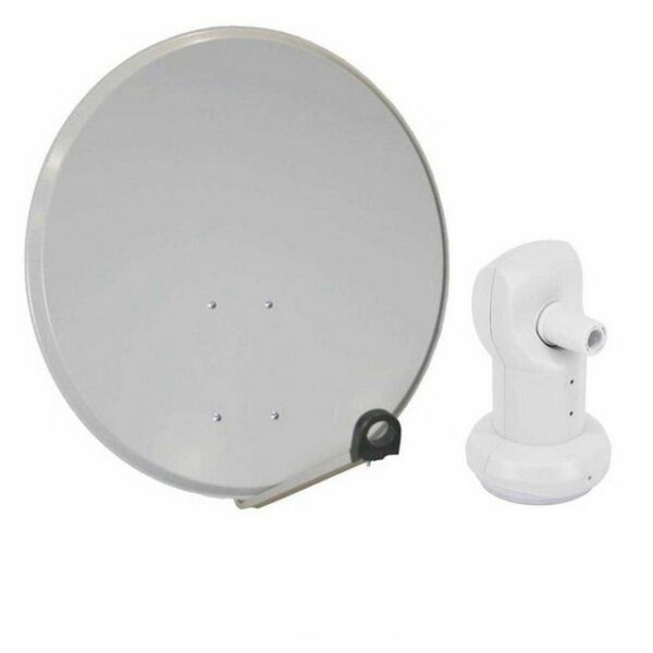 PremiumX Satelliten-Komplettanlage PXS45 Satelliten-Schüssel 45cm Stahl Hellgrau Single LNB 2x F-Stecker für 1 Teilnehmer SAT-Antenne