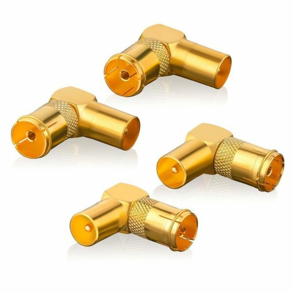 SEBSON Antenne Winkel Adapter Set 90° Grad - 4x Koax Stecker (IEC) auf Koax Buchse (IEC) - Antennenkabel Adapter TV-Adapter