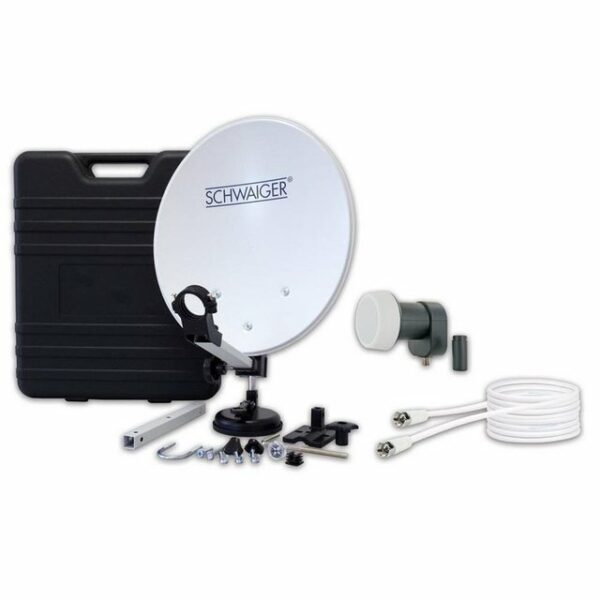 Schwaiger SATSET351 SAT-Antenne (SAT Komplettanlage im Koffer, 35 cm Durchmesser, Camping Set)