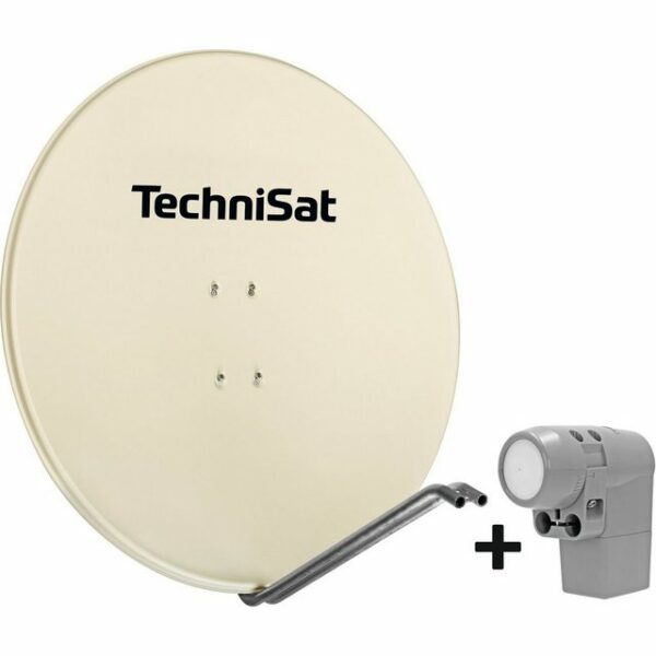 TechniSat SATMAN 850 Plus mit UNYSAT Quattro-Switch-LNB SAT-Antenne (85 cm, Aluminium, 1 Orbitposition z. B. Astra 19,2° Ost, bis 4 Teilnehmer)