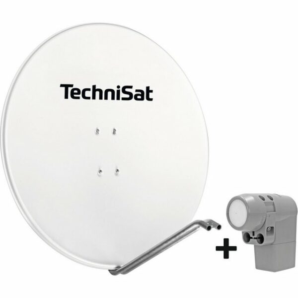 TechniSat SATMAN 850 Plus mit UNYSAT Quattro-Switch-LNB SAT-Antenne (85 cm, Aluminium, 1 Orbitposition z. B. Astra 19,2° Ost, bis 4 Teilnehmer)