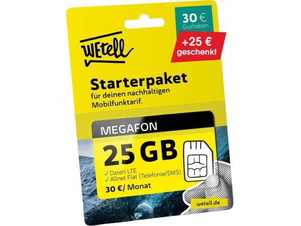 WEtell Mobilfunktarif "Megafon" 25 GB LTE + Allnet-Flat