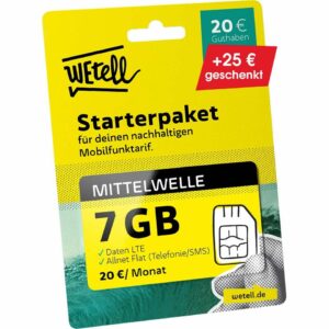 WEtell Mobilfunktarif "Mittelwelle" 7 GB LTE + Allnet-Flat