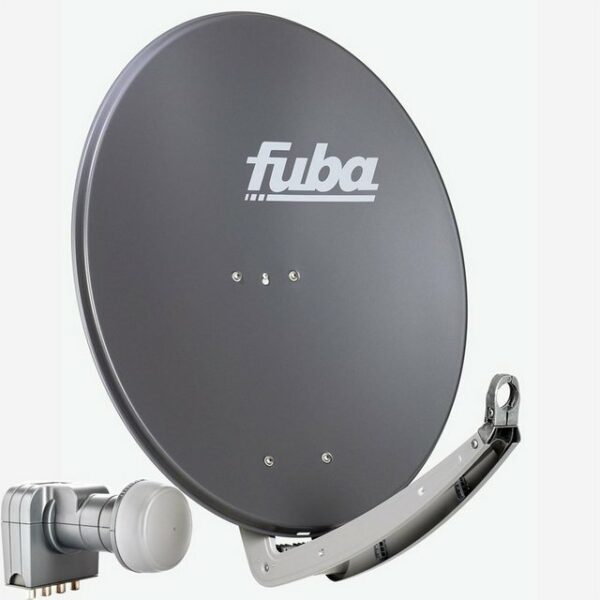 fuba Antenne 74x84 cm Alu Anthrazit DAA 780 A DEK 417 Quad LNB Quattro-Switch FuLLHD SAT-Antenne