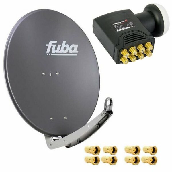 fuba DAA 780 A Satellitenantenne Aluminium in Anthrazit HDTV 3D 4K DELUXE Octo LNB Sat SAT-Antenne