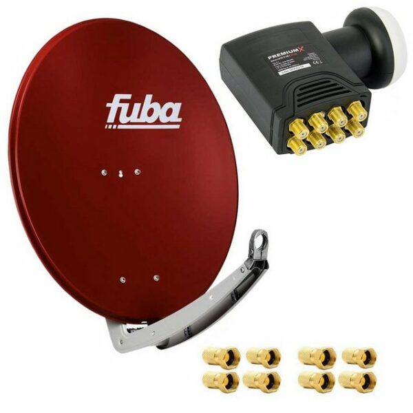 fuba DAA 780 R Satellitenantenne Aluminium in Rot HDTV 3D 4K DELUXE Octo LNB Sat SAT-Antenne