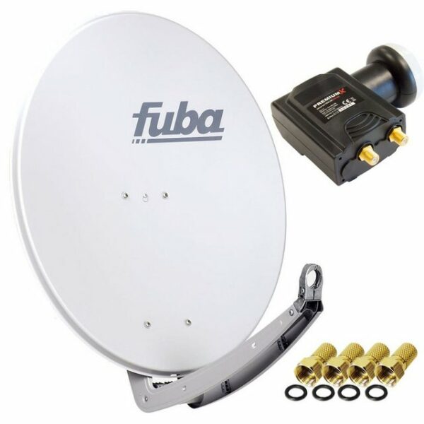 fuba DAA 780 Satellitenantenne Aluminium in Grau HDTV 3D 4KPremiumX DELUXE Twin LNB Sat SAT-Antenne