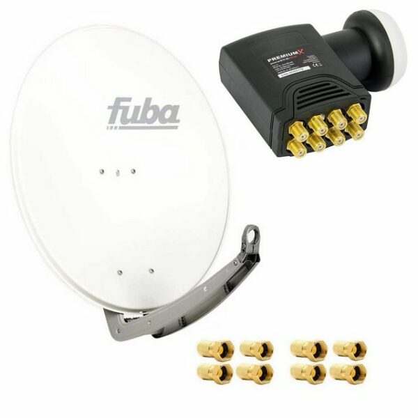 fuba DAA 780 W Satellitenantenne Aluminium in Weiss HDTV 3D 4K DELUXE Octo LNB Sat SAT-Antenne