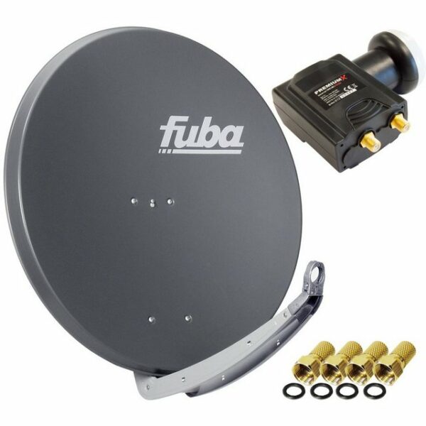 fuba DAA 850 A Satellitenantenne Aluminium Anthrazit PremiumX DELUXE Twin LNB Sat SAT-Antenne